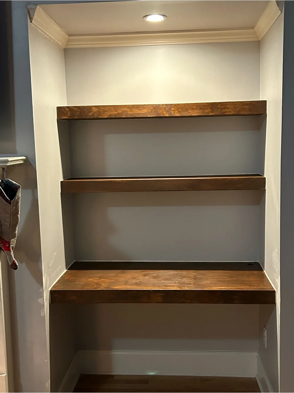 Rustic Floating Wall Shelves in Dark Wood Finish